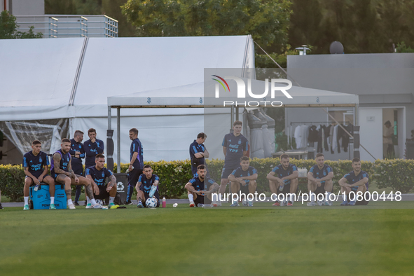 Some Argentinian players during a training session at Argentine Football Association (AFA) 'Lionel Andres Messi' training camp on November 1...