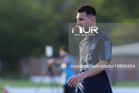 Lionel Andres Messi during a training session at the Argentine Football Association (AFA) 'Lionel Andres Messi' training camp in Buenos Aire...