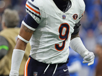 Chicago Bears safety Jaquan Brisker (9) walks off the field after the conclusion of an NFL football game between the Chicago Bears and the D...