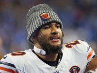 Chicago Bears running back Travis Homer (20) walks off the field after the conclusion of an NFL football game between the Chicago Bears and...