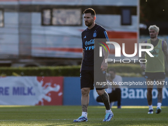 Lionel Messi during a training session at 'Lionel Andres Messi' Training Camp on November 14, 2023 in Ezeiza, Argentina. (