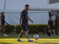 Lionel Messi during a training session at 'Lionel Andres Messi' Training Camp on November 14, 2023 in Ezeiza, Argentina. (