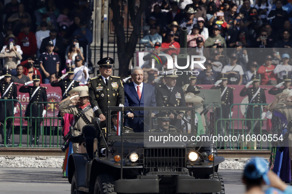 November 20, 2023, Mexico City, Mexico: The president of Mexico, Andres Manuel Lopez Obrador, accompanied by the secretaries of the National...