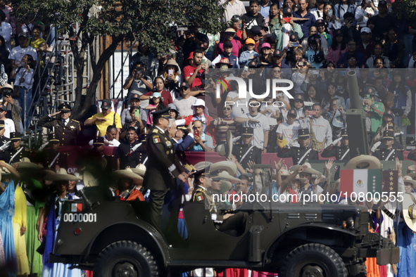 November 20, 2023, Mexico City, Mexico: The president of Mexico, Andres Manuel Lopez Obrador, accompanied by the secretaries of the National...