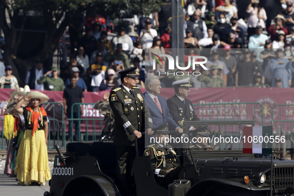 November 20, 2023, Mexico City, Mexico: The president of Mexico, Andres Manuel Lopez Obrador, accompanied by the secretaries of the National...