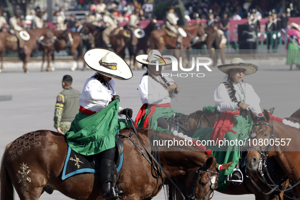 November 20, 2023, Mexico City, Mexico: Military personnel participate in costumes in the representations of scenes from the Mexican Revolut...