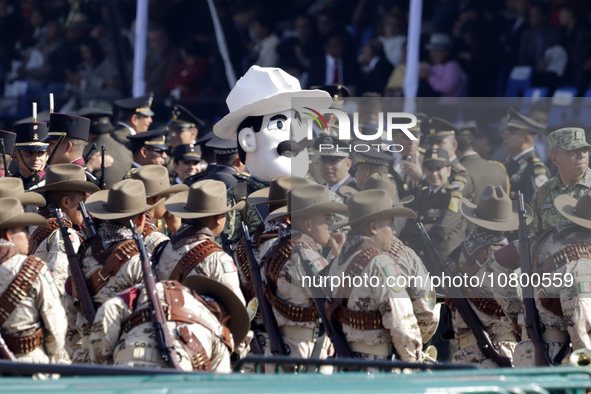 November 20, 2023, Mexico City, Mexico: Military personnel participate in costumes in the representations of scenes from the Mexican Revolut...