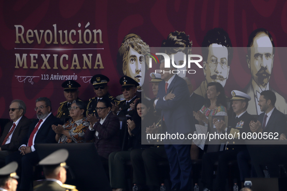 November 20, 2023, Mexico City, Mexico: The president of Mexico, Andres Manuel Lopez Obrador presides over the Civic Military Parade for the...