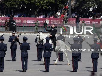 November 20, 2023, Mexico City, Mexico: Military personnel participate in costumes in the representations of scenes from the Mexican Revolut...