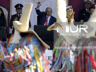 November 20, 2023, Mexico City, Mexico: The president of Mexico, Andres Manuel Lopez Obrador presides over the Civic Military Parade for the...