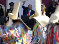 November 20, 2023, Mexico City, Mexico: The president of Mexico, Andres Manuel Lopez Obrador presides over the Civic Military Parade for the...