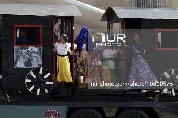 November 20, 2023, Mexico City, Mexico: Military personnel participate in costumes in the representations of scenes from the Mexican Revolut...