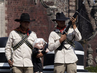 November 20, 2023, Mexico City, Mexico: Military personnel participate in costumes in the representations of scenes from the Mexican Revolut...