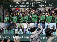 November 20, 2023, Mexico City, Mexico: Medal-winning athletes at the ''Santiago 2023'' Pan American Games in the Civic Military Parade for...