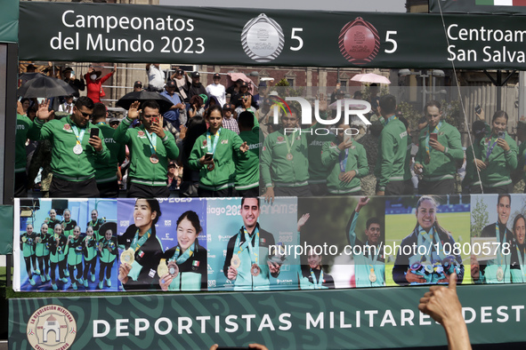 November 20, 2023, Mexico City, Mexico: Medal-winning athletes at the ''Santiago 2023'' Pan American Games in the Civic Military Parade for...