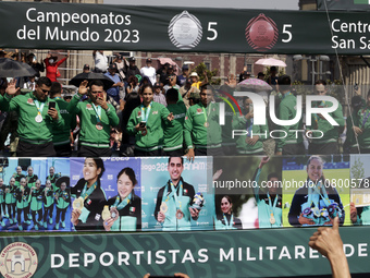 November 20, 2023, Mexico City, Mexico: Medal-winning athletes at the ''Santiago 2023'' Pan American Games in the Civic Military Parade for...