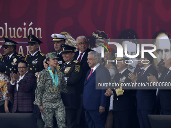 November 20, 2023, Mexico City, Mexico: The president of Mexico, Andres Manuel Lopez Obrador presides over the Civic Military Parade for the...