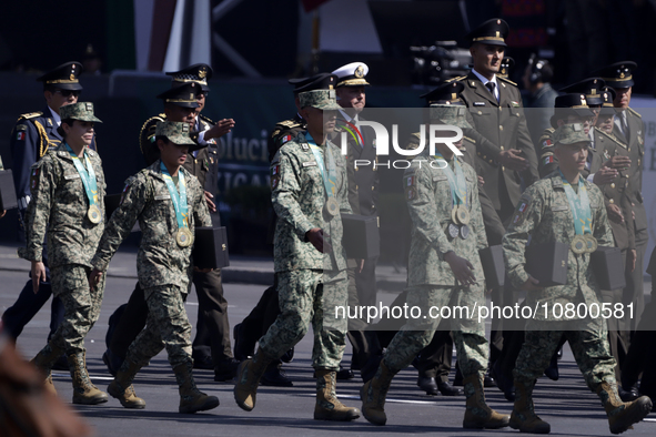 November 20, 2023, Mexico City, Mexico: Medal-winning athletes at the ''Santiago 2023'' Pan American Games in the Civic Military Parade for...