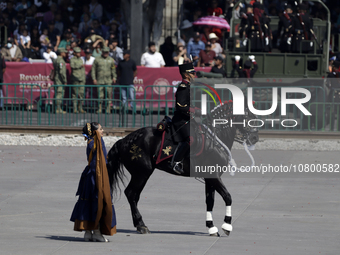 November 20, 2023, Mexico City, Mexico: Military personnel participate in costumes in the representations of scenes from the Mexican Revolut...