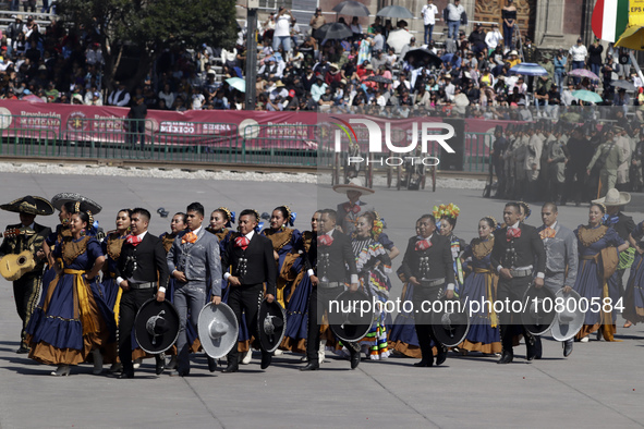 November 20, 2023, Mexico City, Mexico: Military personnel participate in costumes in the representations of scenes from the Mexican Revolut...