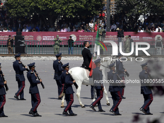 November 20, 2023, Mexico City, Mexico: Military personnel participate in costumes in the representations of scenes from the Mexican Revolut...