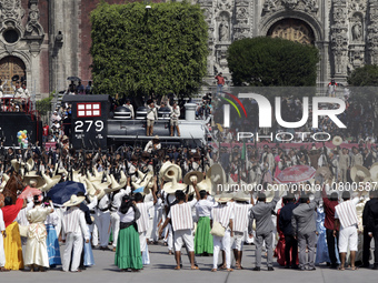 November 20, 2023, Mexico City, Mexico: Military personnel participate in costumes in the representations of scenes from the Mexican Revolut...