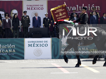 November 20, 2023, Mexico City, Mexico: The president of Mexico, Andres Manuel Lopez Obrador presides over the Civic Military Parade for the...