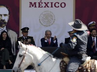 November 20, 2023, Mexico City, Mexico: The president of Mexico, Andres Manuel Lopez Obrador presides over the Civic Military Parade for the...