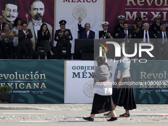 November 20, 2023, Mexico City, Mexico: The president of Mexico, Andres Manuel Lopez Obrador presides over the Civic Military Parade for the...