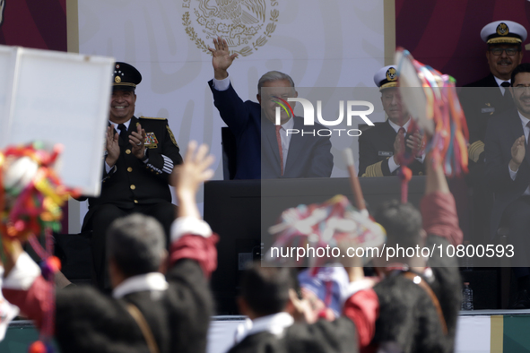 November 20, 2023, Mexico City, Mexico: The president of Mexico, Andres Manuel Lopez Obrador presides over the Civic Military Parade for the...