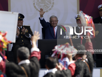 November 20, 2023, Mexico City, Mexico: The president of Mexico, Andres Manuel Lopez Obrador presides over the Civic Military Parade for the...