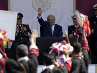 November 20, 2023, Mexico City, Mexico: The president of Mexico, Andres Manuel Lopez Obrador presides over the Civic Military Parade for the...