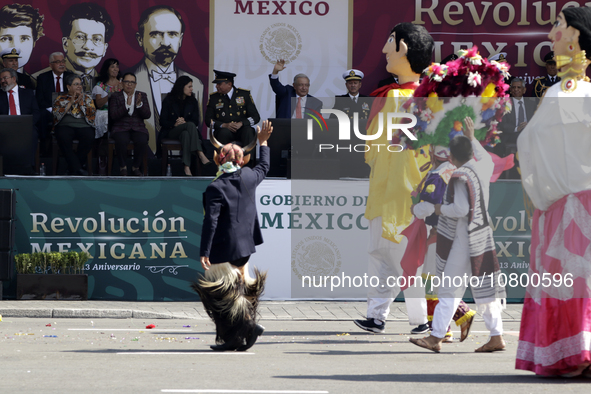 November 20, 2023, Mexico City, Mexico: The president of Mexico, Andres Manuel Lopez Obrador presides over the Civic Military Parade for the...