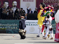 November 20, 2023, Mexico City, Mexico: The president of Mexico, Andres Manuel Lopez Obrador presides over the Civic Military Parade for the...