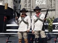 November 20, 2023, Mexico City, Mexico: Military personnel participate in costumes in the representations of scenes from the Mexican Revolut...