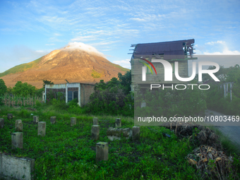 The former Gamber Village is being seen in the Simpang Empat District, Karo Regency, North Sumatra Province, Indonesia, following the erupti...