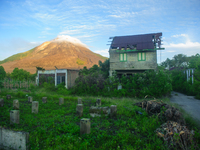 The former Gamber Village is being seen in the Simpang Empat District, Karo Regency, North Sumatra Province, Indonesia, following the erupti...