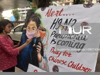 Students are painting posters as part of an awareness campaign for the ongoing H9N2 Virus in Mumbai, India, on November 25, 2025. (