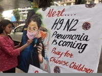 Students are painting posters as part of an awareness campaign for the ongoing H9N2 Virus in Mumbai, India, on November 25, 2025. (