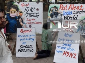 Students are painting posters as part of an awareness campaign for the ongoing H9N2 Virus in Mumbai, India, on November 25, 2025. (