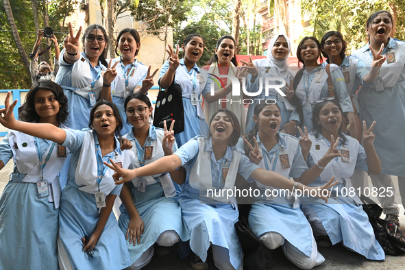 Students Celebrate After Receiving Their Higher Secondary Certificate Exam Results In Dhaka, Bangladesh, On November 26, 2023  