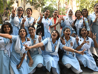 Students Celebrate After Receiving Their Higher Secondary Certificate Exam Results In Dhaka, Bangladesh, On November 26, 2023  (