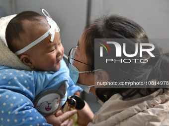 A 7-month-old baby is receiving infusion treatment at the Department of Pediatrics of the People's Hospital in Fuyang, Anhui province, China...