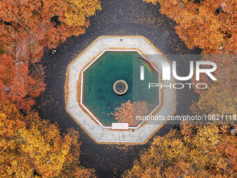 An aerial photo is showing the view of Wutong Avenue at the Sipai Lou Campus of Southeast University in Nanjing, Jiangsu Province, China, on...