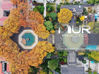 An aerial photo is showing the view of Wutong Avenue at the Sipai Lou Campus of Southeast University in Nanjing, Jiangsu Province, China, on...