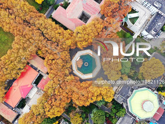 An aerial photo is showing the view of Wutong Avenue at the Sipai Lou Campus of Southeast University in Nanjing, Jiangsu Province, China, on...