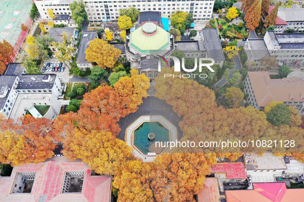 An aerial photo is showing the view of Wutong Avenue at the Sipai Lou Campus of Southeast University in Nanjing, Jiangsu Province, China, on...