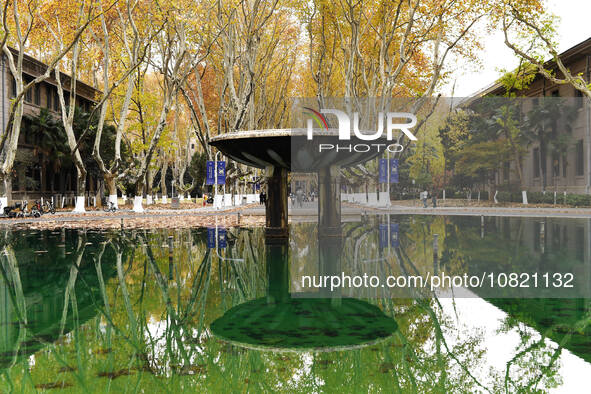 An aerial photo is showing the view of Wutong Avenue at the Sipai Lou Campus of Southeast University in Nanjing, Jiangsu Province, China, on...