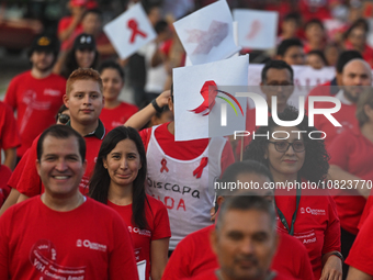 CANCUN, MEXICO - DECEMBER 1, 2023: 
Participants of the World AIDS Day March seen in the center of Cancun, on December 1st, 2023, in Cancun,...