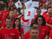 CANCUN, MEXICO - DECEMBER 1, 2023: 
Participants of the World AIDS Day March seen in the center of Cancun, on December 1st, 2023, in Cancun,...